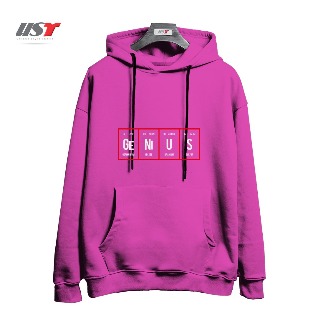 طرح GENIUS - PERIODIC TABLE OF ELEMENTS هودی اورسایزرنگ صورتی