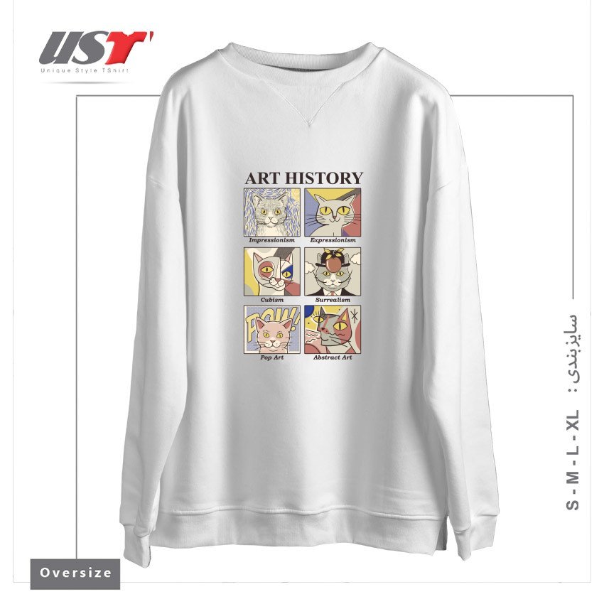 طرح ART HISTORY سوییشرت اورسایزرنگ سفید