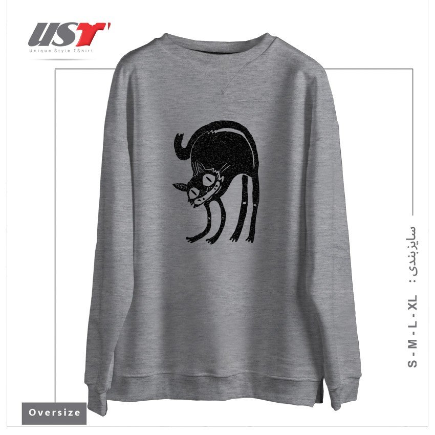 سوییشرت اورسایز طرح BLACK CAT - LEGEND DERRY2121545