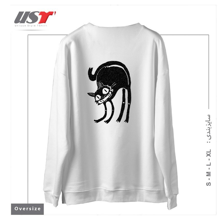 طرح BLACK CAT - LEGEND DERRY2121545 سوییشرت اورسایزرنگ سفید