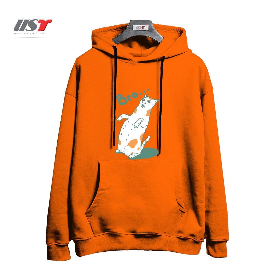 طرح CAT BRO...244 هودی اورسایزرنگ نارنجی