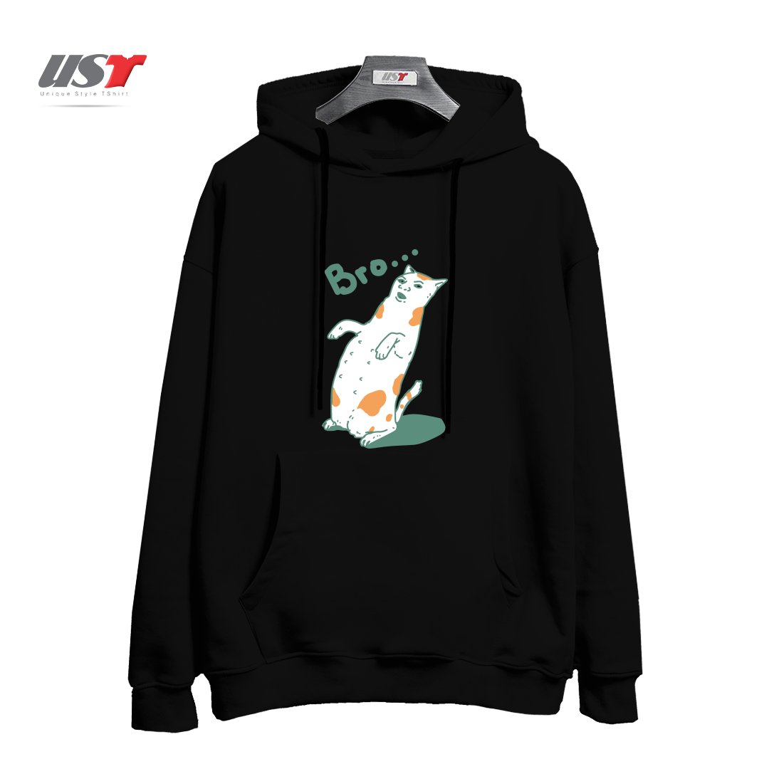 طرح CAT BRO...244 هودی اورسایزرنگ مشکی