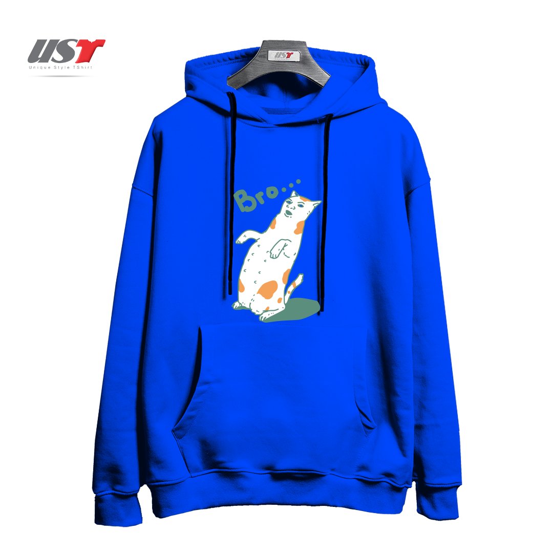 طرح CAT BRO...244 هودی اورسایزرنگ آبی شالی