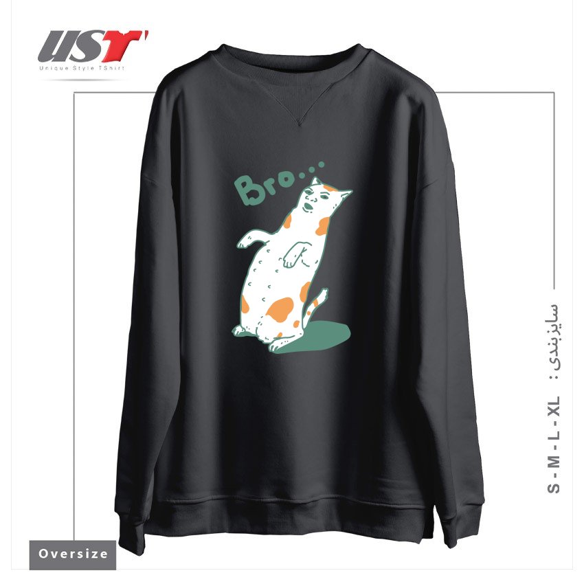 سوییشرت اورسایز طرح CAT BRO...244