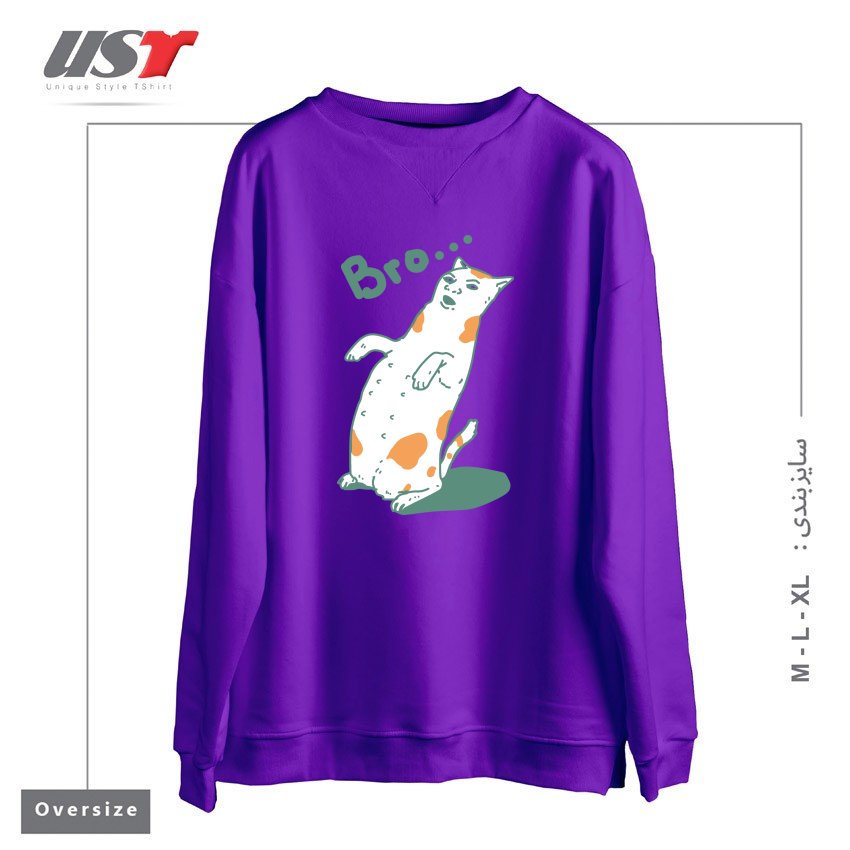 سوییشرت اورسایز طرح CAT BRO...244