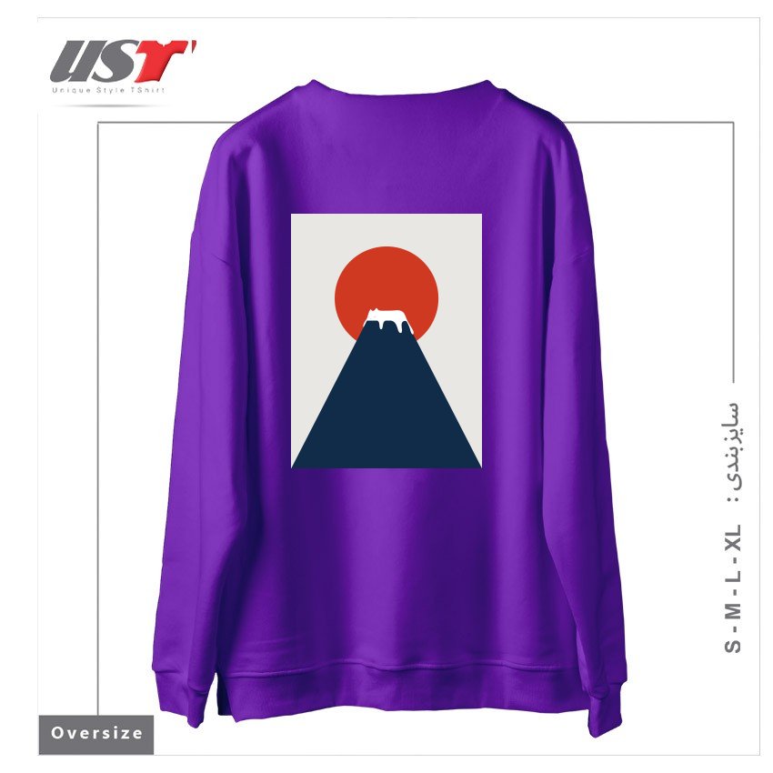 طرح CAT LANDSCAPE 5 سوییشرت اورسایزرنگ بنفش