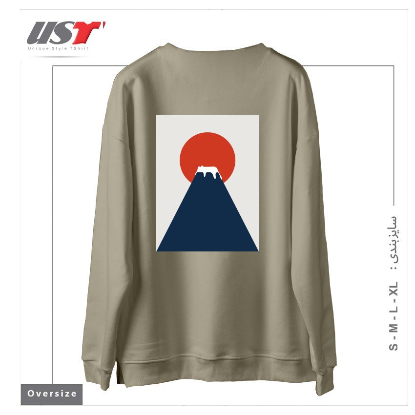 طرح CAT LANDSCAPE 5 سوییشرت اورسایزرنگ نخودی