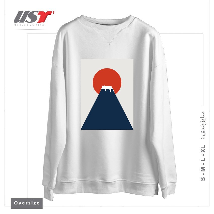 طرح CAT LANDSCAPE 5 سوییشرت اورسایزرنگ سفید