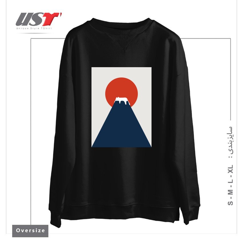 طرح CAT LANDSCAPE 5 سوییشرت اورسایزرنگ مشکی