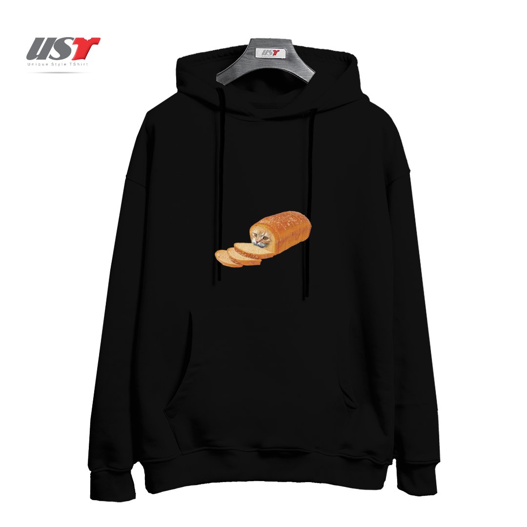 طرح CAT LOAF KITTY KITTEN BREAD BREADLOAF CATS FUNNY54545 هودی اورسایزرنگ مشکی