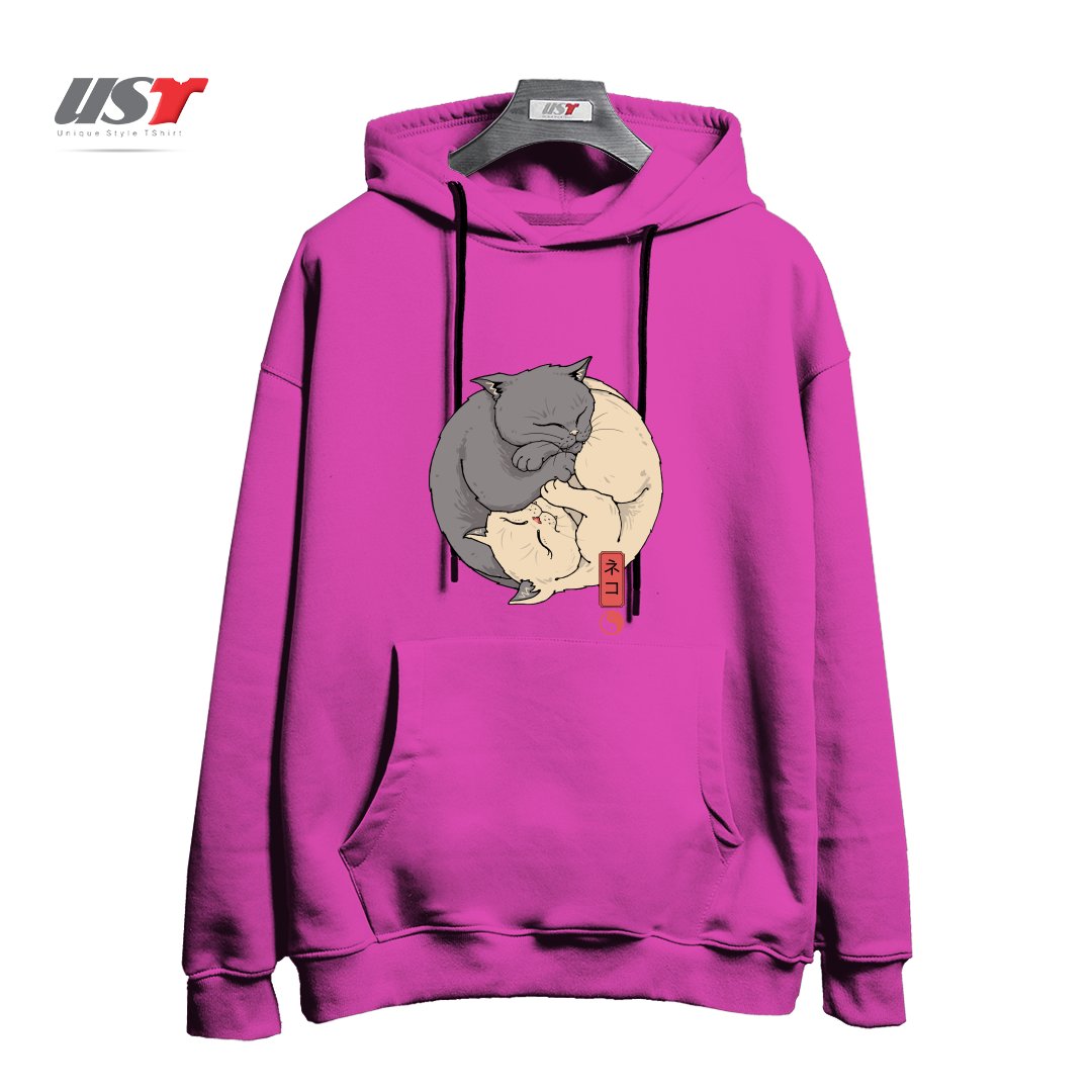 هودی اورسایز طرح YIN YANG CATS