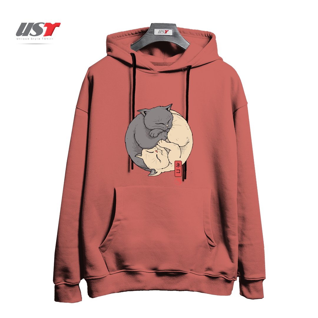 هودی اورسایز طرح YIN YANG CATS