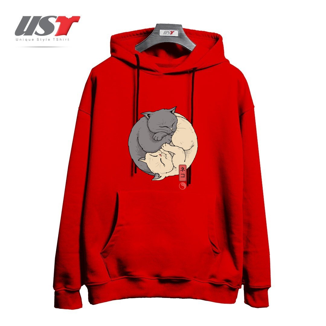 هودی اورسایز طرح YIN YANG CATS