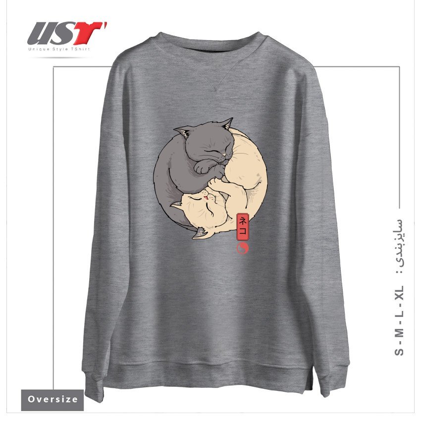 سوییشرت اورسایز طرح YIN YANG CATS