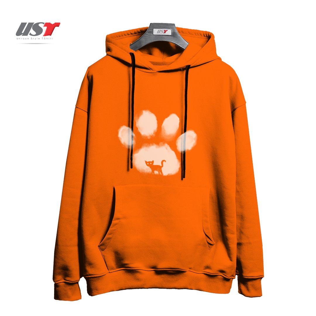 طرح CAT MARK هودی اورسایزرنگ نارنجی