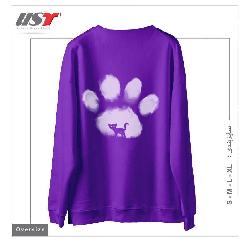 طرح CAT MARK سوییشرت اورسایزرنگ بنفش