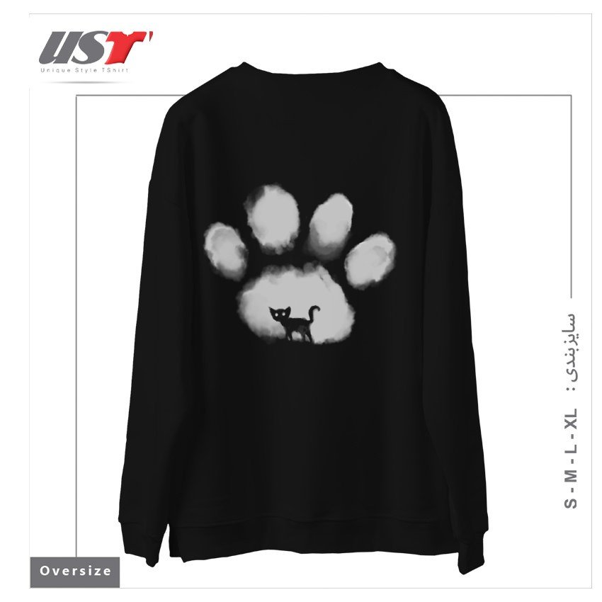 طرح CAT MARK سوییشرت اورسایزرنگ مشکی