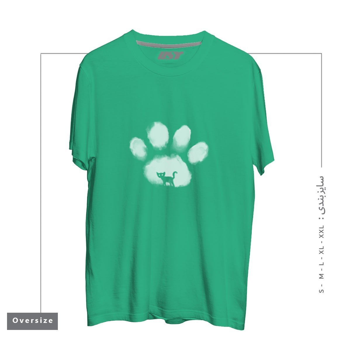 طرح CAT MARK تیشرت اورسایزرنگ سبز