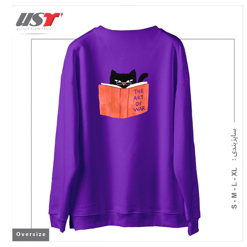 طرح DIABOLIC CAT سوییشرت اورسایزرنگ بنفش