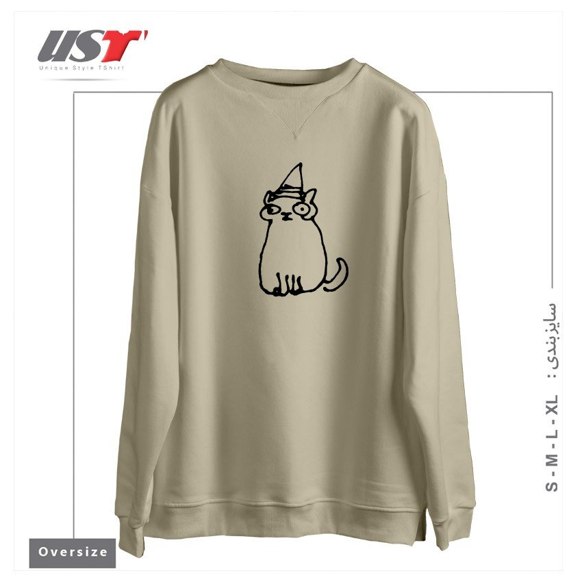 سوییشرت اورسایز طرح WIZARD CAT
