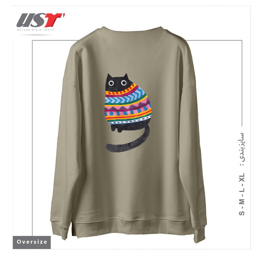 طرح WINTER WOOLY سوییشرت اورسایزرنگ نخودی