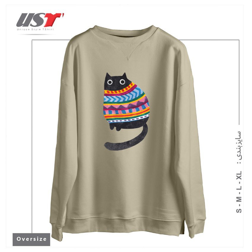 طرح WINTER WOOLY سوییشرت اورسایزرنگ نخودی