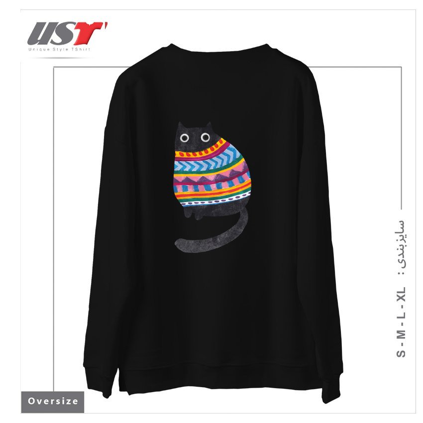 طرح WINTER WOOLY سوییشرت اورسایزرنگ مشکی