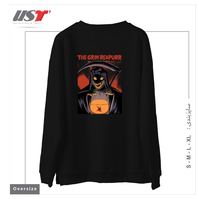 طرح THE GRIM REAPURR سوییشرت اورسایزرنگ مشکی