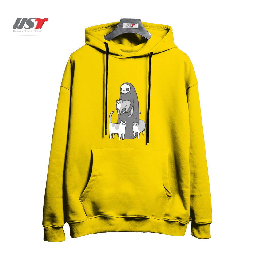 هودی اورسایز طرح THE GRIM AND HER CATS