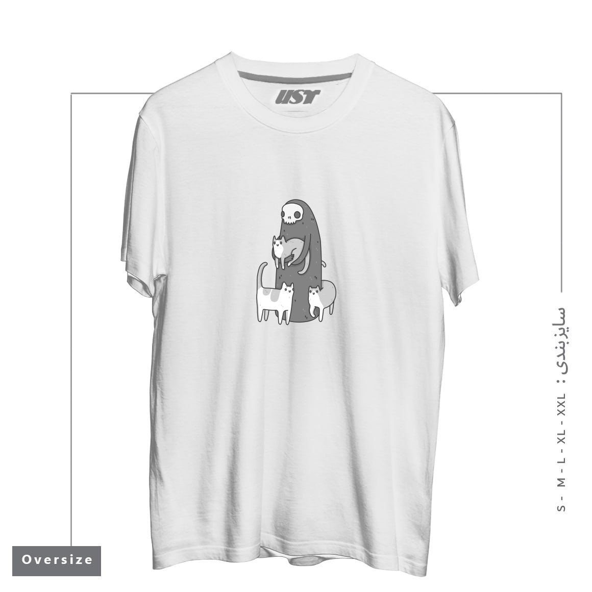 تیشرت اورسایز طرح THE GRIM AND HER CATS