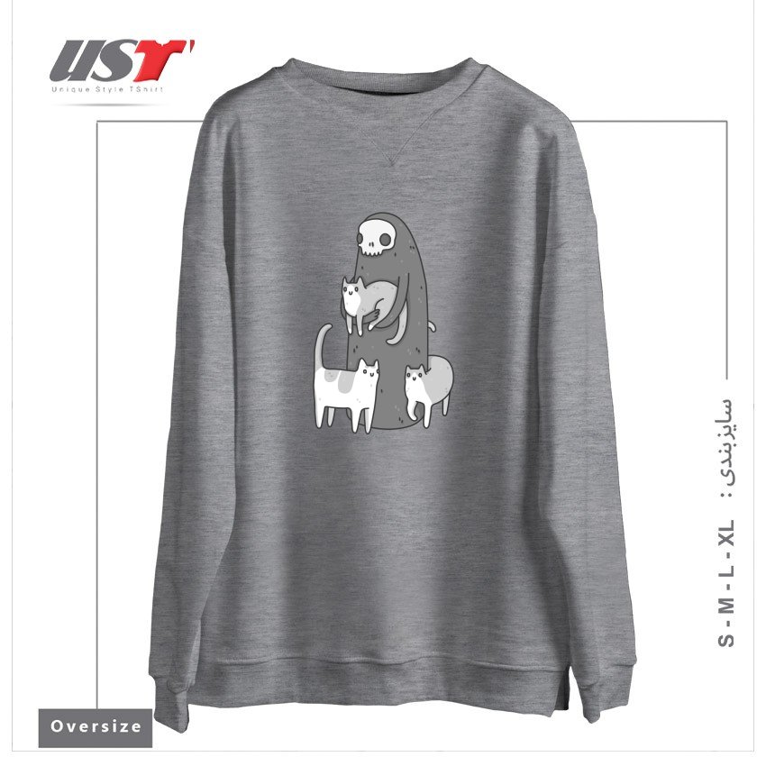 سوییشرت اورسایز طرح THE GRIM AND HER CATS