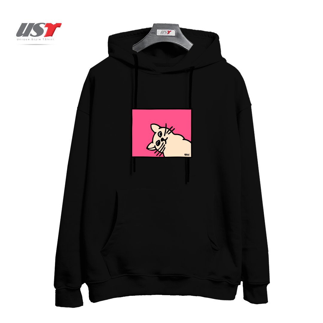 طرح STAY CURIOUS هودی اورسایزرنگ مشکی