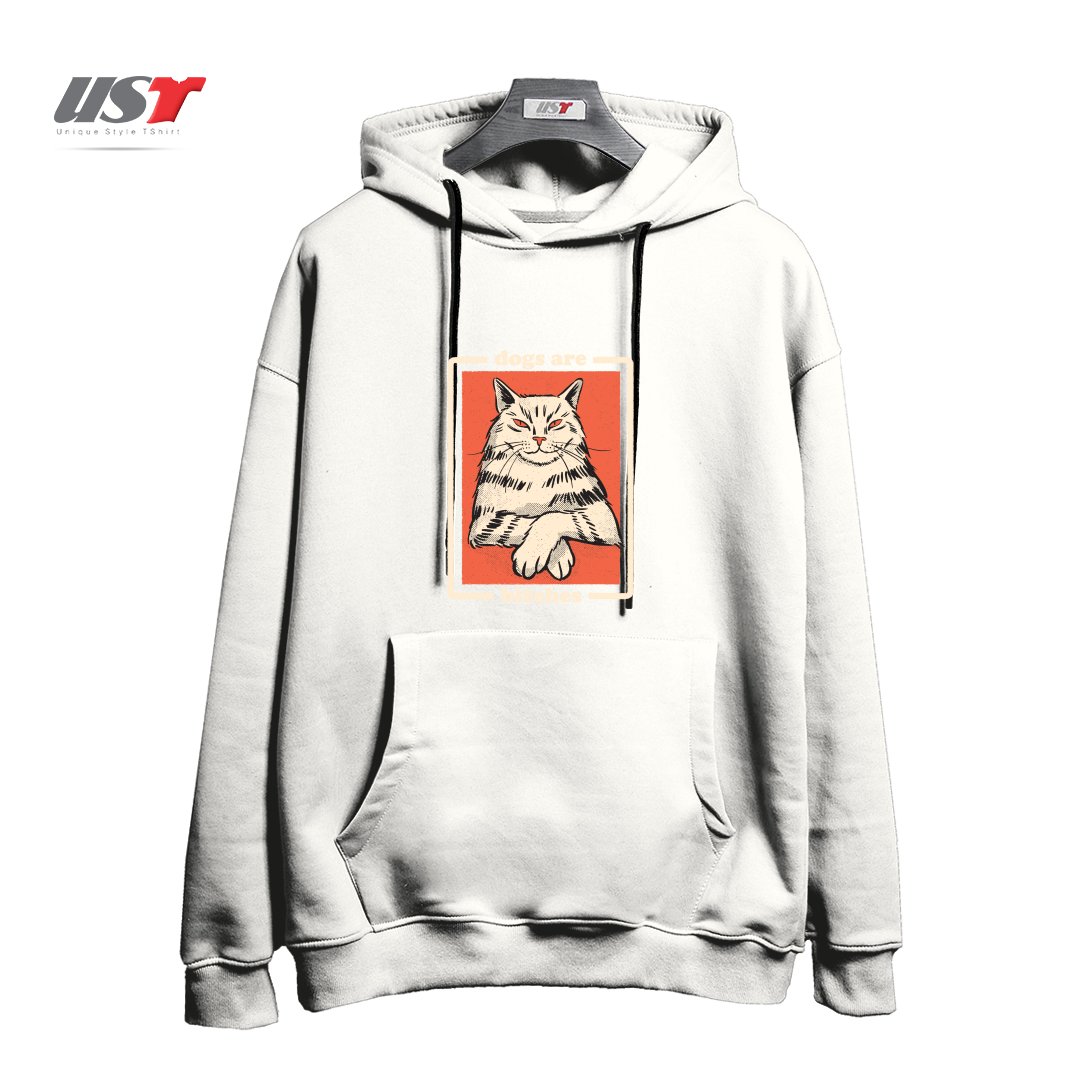 طرح DOGS ARE... هودی اورسایزرنگ سفید