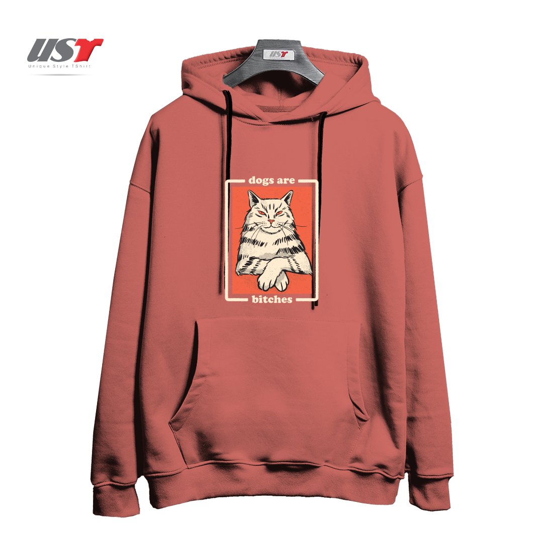 طرح DOGS ARE... هودی اورسایزرنگ آجری