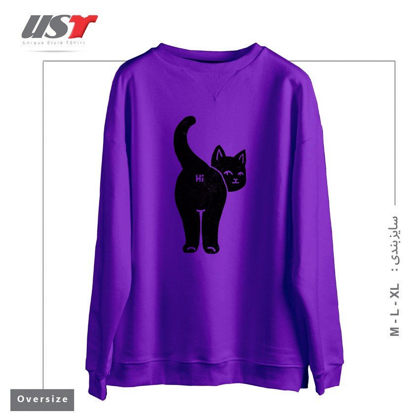 طرح HELLO CAT BUTT MINIMALIST BLACK BY TOBE FONSECA121212 سوییشرت اورسایزرنگ بنفش