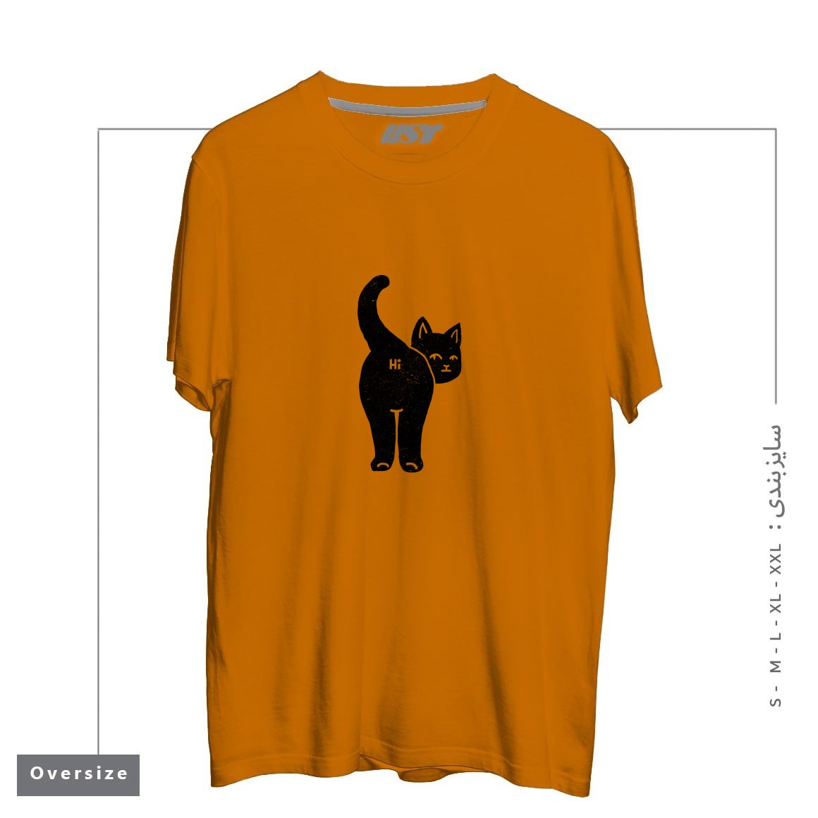 تیشرت اورسایز طرح HELLO CAT BUTT MINIMALIST BLACK BY TOBE FONSECA121212