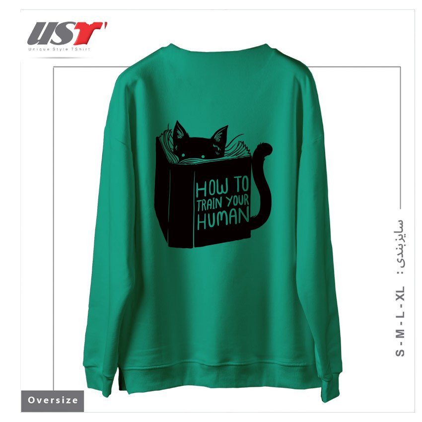 طرح HOW TO TRAIN YOUR HUMAN212415 سوییشرت اورسایزرنگ سبز سدری