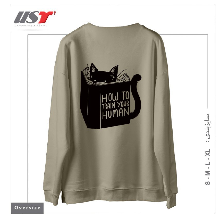 طرح HOW TO TRAIN YOUR HUMAN212415 سوییشرت اورسایزرنگ نخودی