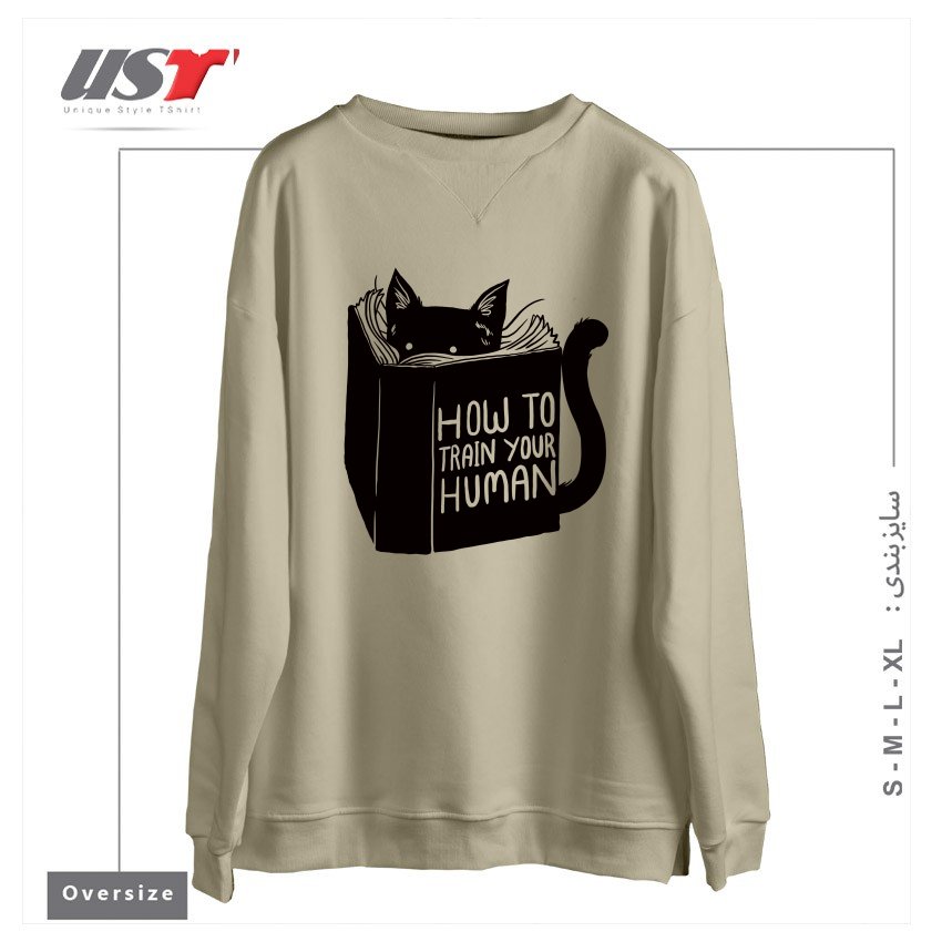 طرح HOW TO TRAIN YOUR HUMAN212415 سوییشرت اورسایزرنگ نخودی