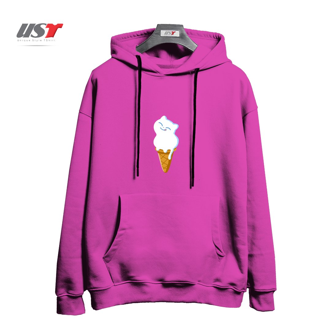 طرح ICE CREAM CAT41545415 هودی اورسایزرنگ صورتی