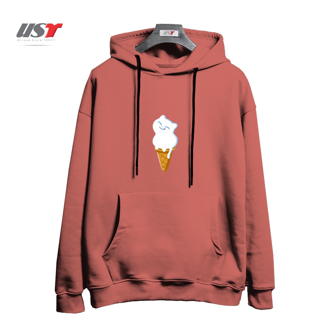 طرح ICE CREAM CAT41545415 هودی اورسایزرنگ آجری