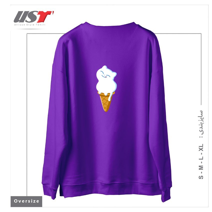 طرح ICE CREAM CAT41545415 سوییشرت اورسایزرنگ بنفش