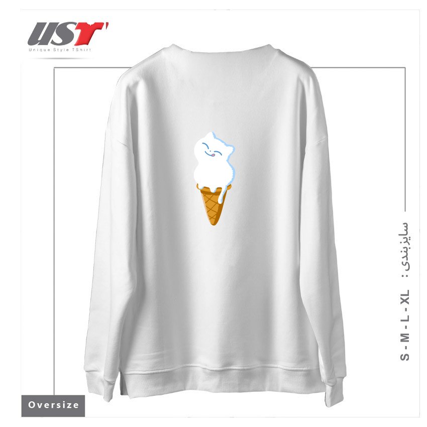 طرح ICE CREAM CAT41545415 سوییشرت اورسایزرنگ سفید