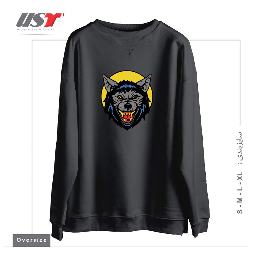 سوییشرت اورسایز طرح RETRO WEREWOLF