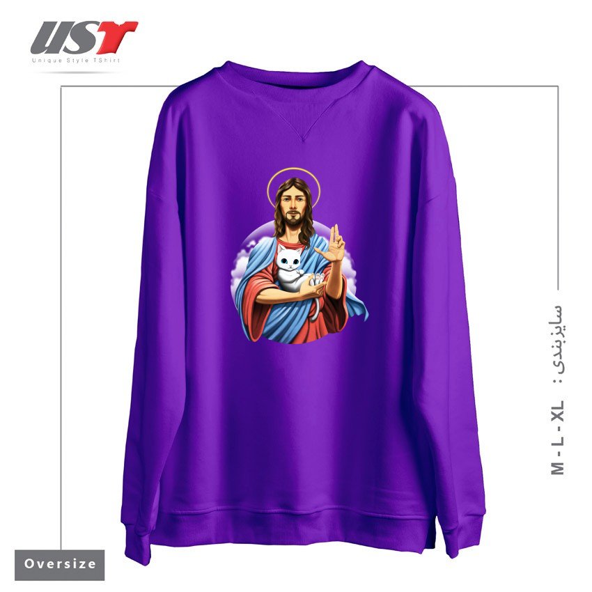 سوییشرت اورسایز طرح JESUS CAT