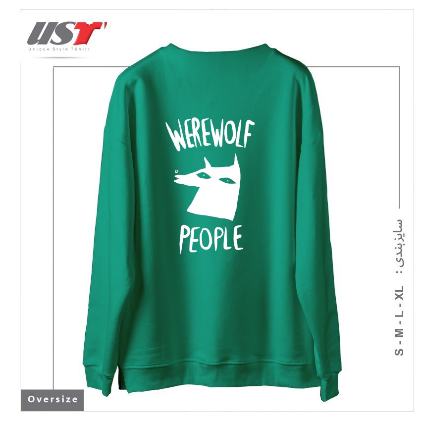طرح WEREWOLF PEOPLE -VERSION ONE سوییشرت اورسایزرنگ سبز سدری