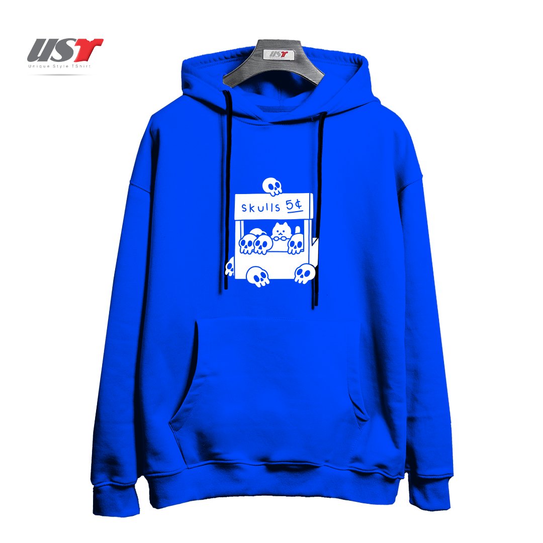 طرح SKULLS 4 SALE هودی اورسایزرنگ آبی شالی