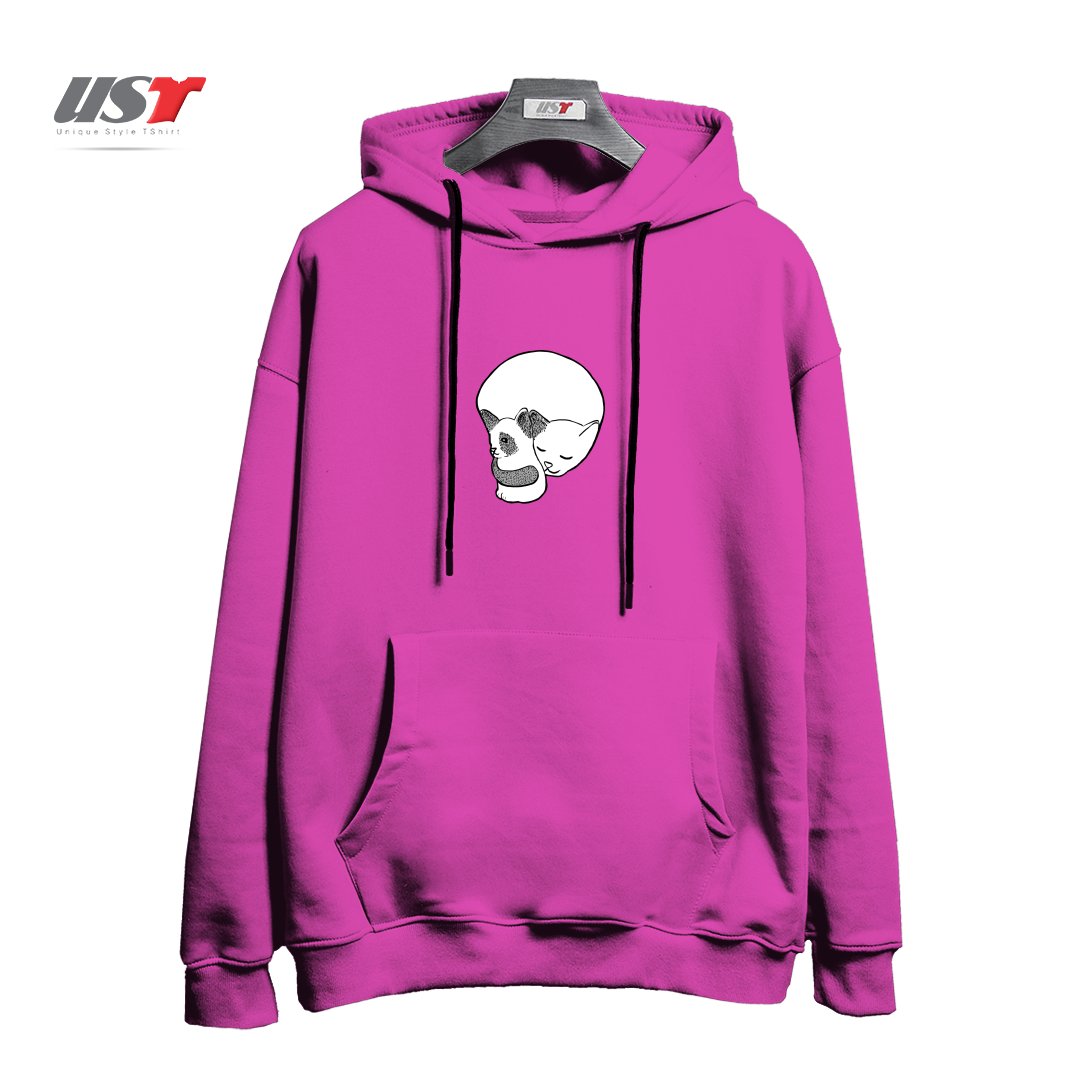 طرح SMALL KITTEN UNDER LOVE LOCK0003 هودی اورسایزرنگ صورتی