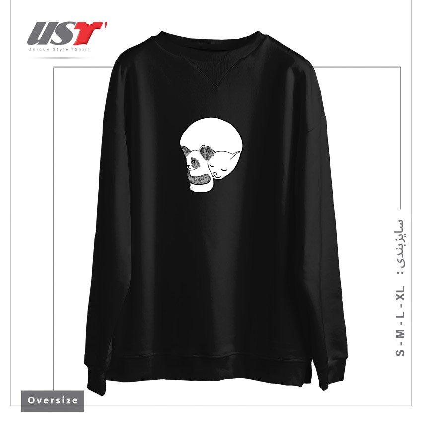 سوییشرت اورسایز طرح SMALL KITTEN UNDER LOVE LOCK0003