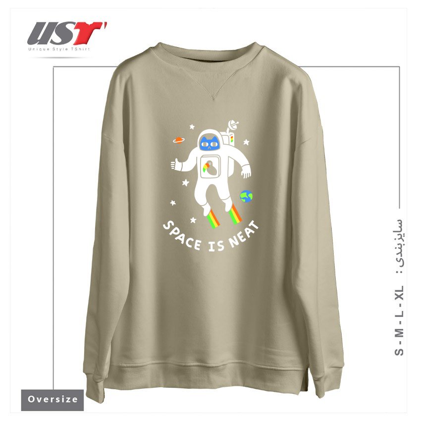 سوییشرت اورسایز طرح SPACE IS NEAT